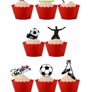 22 aufstellen und vorgeschnittene Fußball Sport Essbare Oblate Papier Karte Kuchen Cupcake Toppers Dekorationen. Voll essbar & professionell vorgeschnitten.