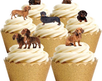 MMBDAMAI 25 Decorazioni Per Torta A Forma Di Bassotto – Topper Compleanno E Decorazioni Per Cupcake – Festa A Tema Cani