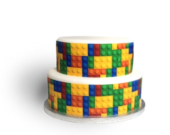 Colourful Block Brick Border Ribbon Icing Cake Decoration Topper. Perfect for larger cakes. Wrap around an iced cake. Easy to use.