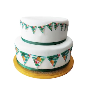 Tropische bloem ananastaart slinger eetbare glazuur taartdecoratie topper. Perfect voor grotere taarten. Wikkel rond een ijstaart. Gemakkelijk te gebruiken.