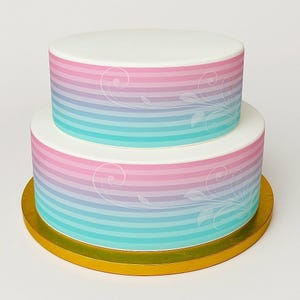 Pink and Blue Swirl Border Ribbon Icing Cake Decoration Topper. Perfect for larger cakes. Wrap around any cake. Easy to use.