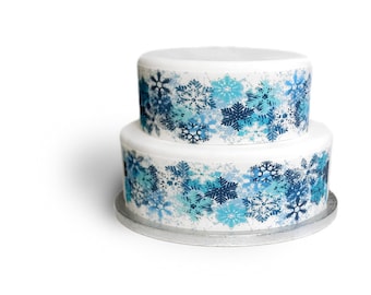 Frozen Blue Snowflake Border Ribbon Icing Cake Decoration Topper. Perfect for larger cakes. Wrap around an iced cake. Easy to use.