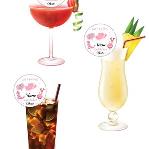 15 TOPPER PER COCKTAIL personalizzati pretagliati con bevande champagne Cowgirl Addio al nubilato Matrimonio Topper in wafer commestibili. Aggiungi il tuo nome/data. Cerchi da 5 cm.