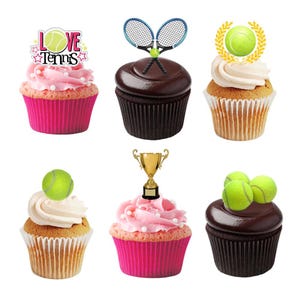 27 Tennis Sport Essbare Oblaten Papier Karte Kuchen Cupcake Toppers Dekorationen. Voll essbares Oblatenpapier