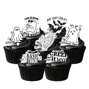 27 Lustige Humorvolle Halloween Zitate Essbare Oblaten Papier Karte Kuchen Cupcake Toppers Dekorationen. Voll essbares Oblatenpapier