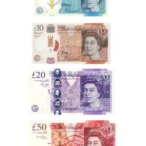 UK Bank Notes Money Currency Decorazione per torte in glassa commestibile. Perfetto per torte più grandi. Perfetto per torte glassate. Facile da usare. Completamente commestibile.