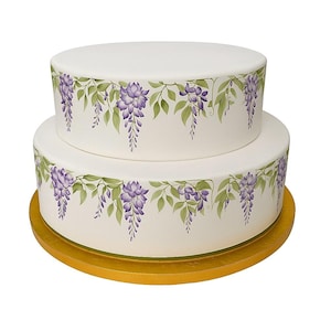 Lilac Wisteria Flower Border Ribbon Icing Cake Decoration Topper. Perfect for larger cakes. Wrap around any cake. Fully edible. Easy to use.