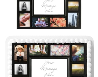 Personalised Collage Picture Frame A4 Size Your photo and message edible Icing Cake Topper Decoration.10 photos and message to top your cake