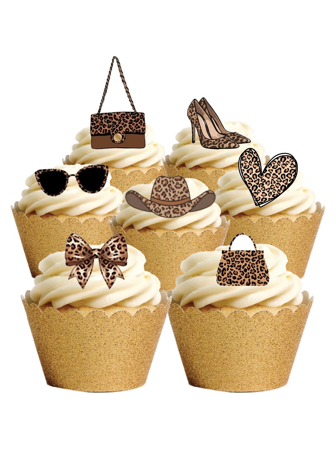 27 Stand up Leopard Print Fashion Accessories Party Girl Edible Wafer ...