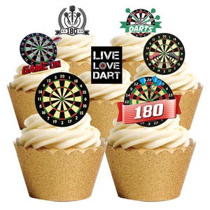27 Stand Up Darts Sport Essbare Oblate Papier Karte Kuchen Cupcake Toppers Dekorationen. Voll essbares Oblatenpapier