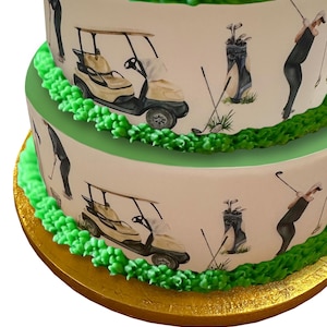 Golf Sport Themen-Bordüre-Band-Icing Kuchendekoration Topper. Perfekt für größere Torten. Wickeln Sie um einen eisgekühlten Kuchen. Einfach zu bedienen.