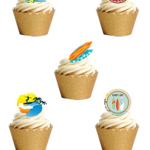21 Stand Up Surfing Surf Watersport Themed Edible Wafer Paper Card Cake Cupcake Toppers Decorations. Fully edible wafer paper