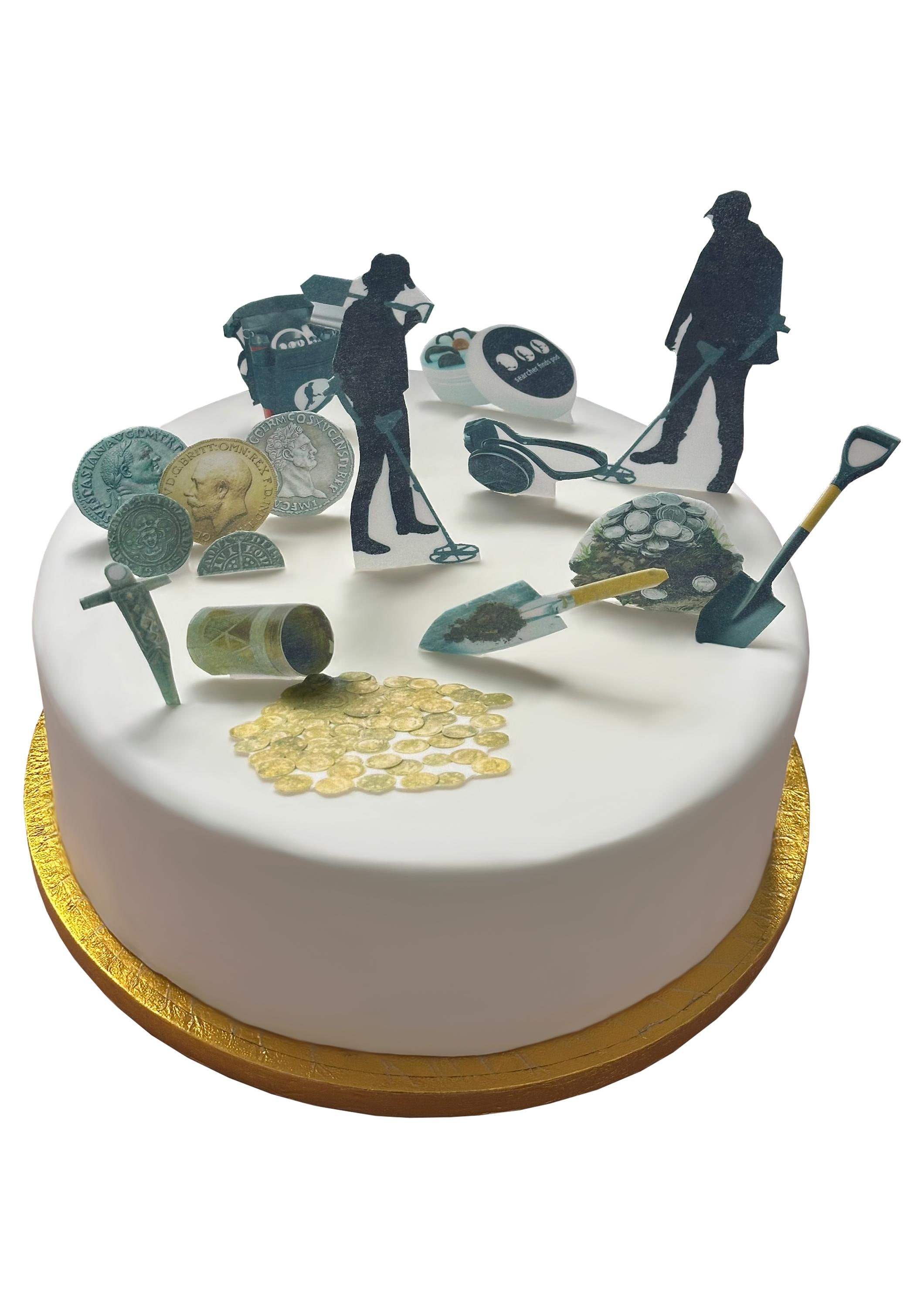 Metal Detecting Detectorists Stand Up Edible Wafer Paper Cake Scene Decoration Topper. Perfect for larger cakes. Stand Up Cake Topper Scene.