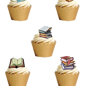 24 Stand Up BOOK Reading Novel Essbare Oblatenpapier Karte Kuchen Cupcake Toppers Dekorationen.Voll essbare Oblatenpapierkarte und essbare Tinten