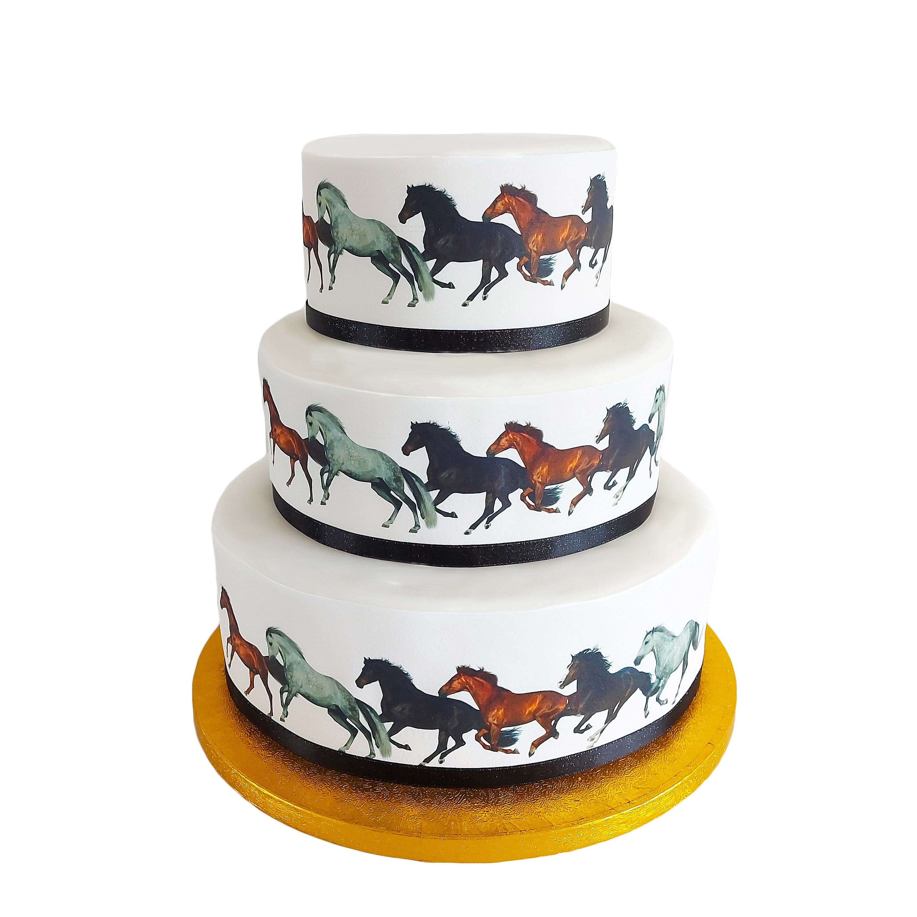 Galloping Wild Horses Ponies Border Ribbon Icing Cake Decoration Topper. Perfect for larger cakes. Wrap around an iced cake. Easy to use.