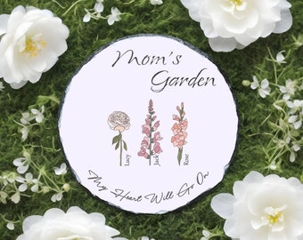 Personalized Garden Stone,Mother's Day Gift,Personalized Gift,Birth Flower Gift,Gift For Mom,Gift For Grandma