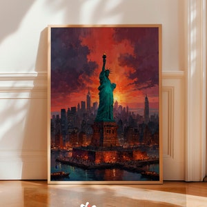 New York Druck, New York Wandkunst, New York Poster, Freiheitsstatue Gebäude Druck, New York City Reise Druck, Manhattan Kunst