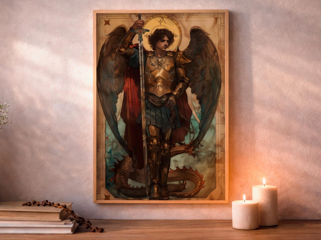 Saint Michael Archangel Print, Spiritual Warfare Protection Wall Art ...