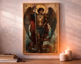 Erzengel Michael Druck, spirituelle Kriegsführung Schutz Wandkunst, katholische digitale Download