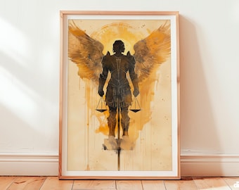 St Michael the Archangel watercolor art print: Christian Wall Art (Digital Download) Archangel Michael artwork