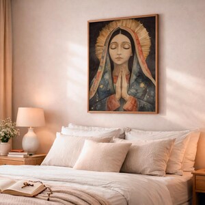 Our Lady of Guadalupe Watercolor Art, Marian Devotional Wall Art, Classic Religious, Digital Download image 3