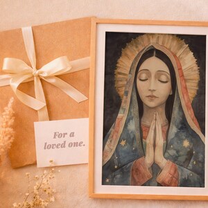 Our Lady of Guadalupe Watercolor Art, Marian Devotional Wall Art, Classic Religious, Digital Download image 8