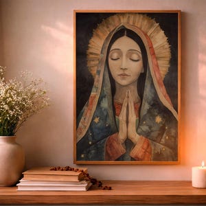 Our Lady of Guadalupe Watercolor Art, Marian Devotional Wall Art, Classic Religious, Digital Download image 9
