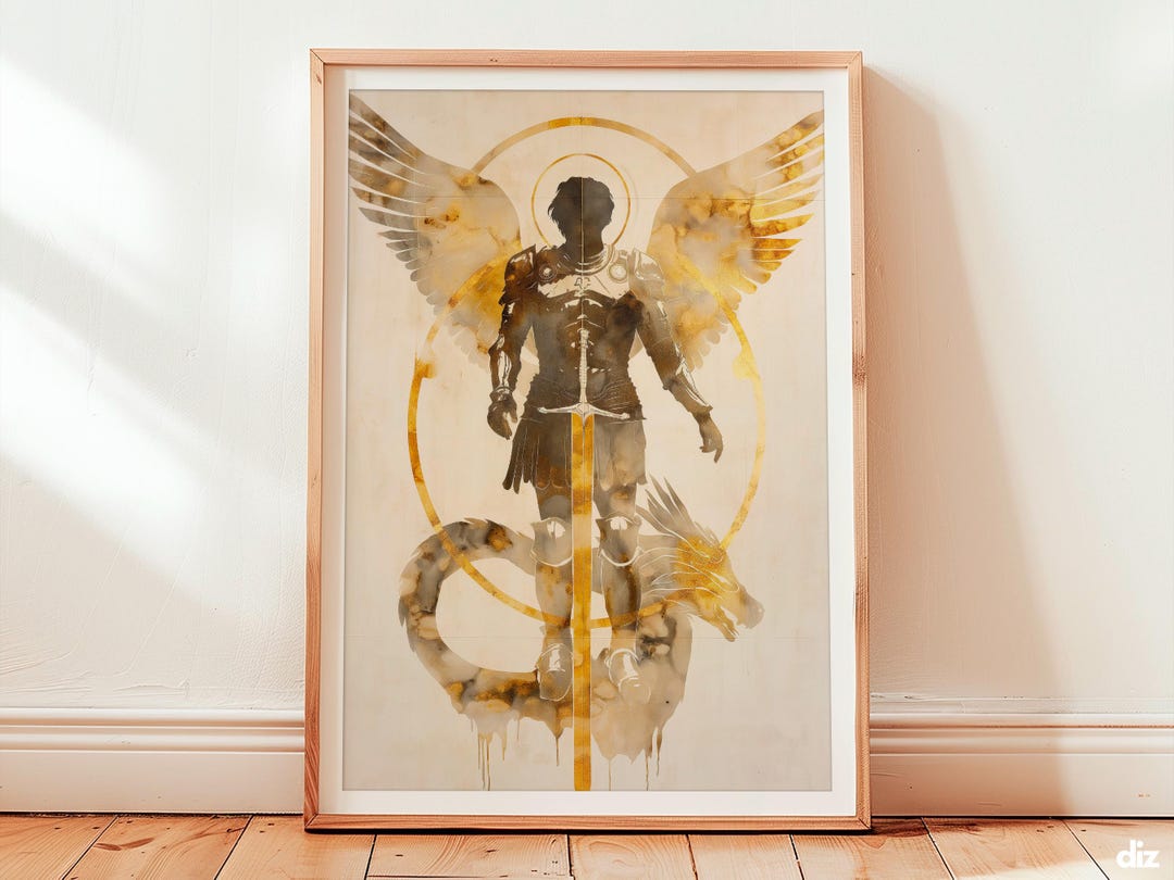 Saint Michael the Archangel Watercolor Art Print: Christian Wall Art ...