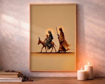 Mary and Joseph, Catholic Nursery Wall Art, Watercolor Art, Digital Download