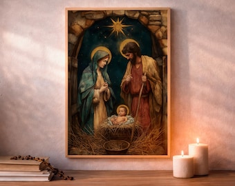 Mary and Joseph, Catholic Housewarming Gift, Classic Religious, Digital Download