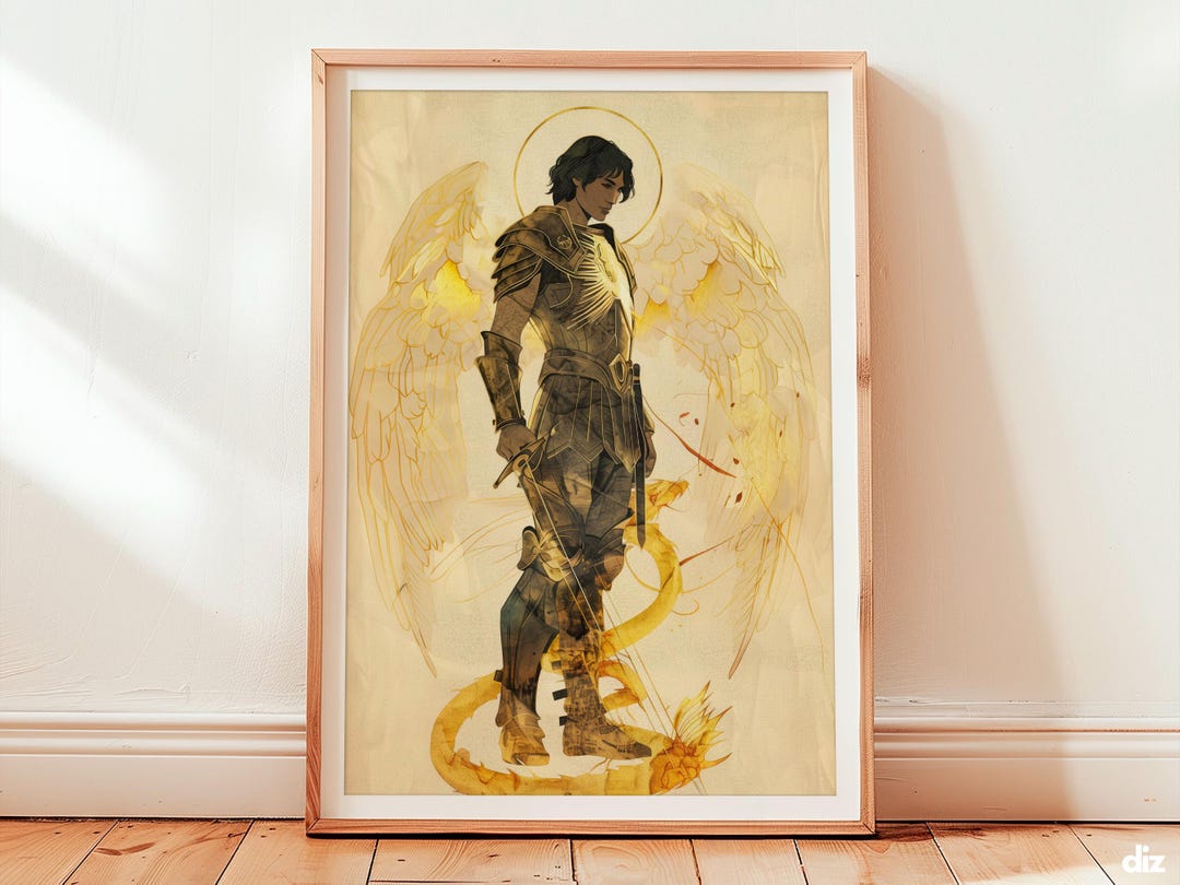 Saint Michael the Archangel Watercolor Art Print: Christian Wall Art ...