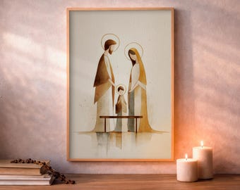 Holy Family, Catholic Housewarming Gift, Watercolor Art, Digital Download