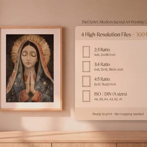 Our Lady of Guadalupe Watercolor Art, Marian Devotional Wall Art, Classic Religious, Digital Download image 12