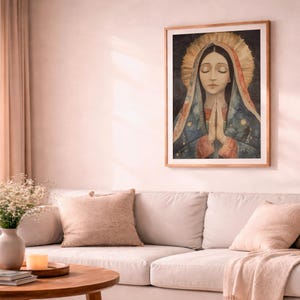 Our Lady of Guadalupe Watercolor Art, Marian Devotional Wall Art, Classic Religious, Digital Download image 7