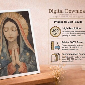 Our Lady of Guadalupe Watercolor Art, Marian Devotional Wall Art, Classic Religious, Digital Download image 11