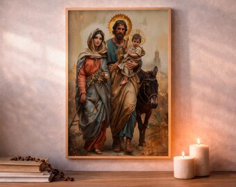 Holy Family, Catholic Nursery Wall Art, Classic Religious, Digital Download