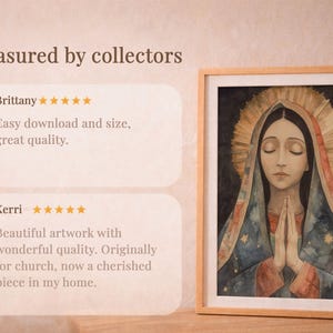 Our Lady of Guadalupe Watercolor Art, Marian Devotional Wall Art, Classic Religious, Digital Download image 10