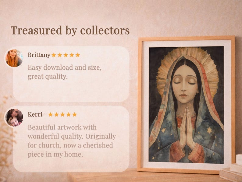 Our Lady of Guadalupe Watercolor Art, Marian Devotional Wall Art, Classic Religious, Digital Download image 10