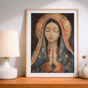 Our Lady of Guadalupe Watercolor Art, Marian Devotional Wall Art, Classic Religious, Digital Download image 6