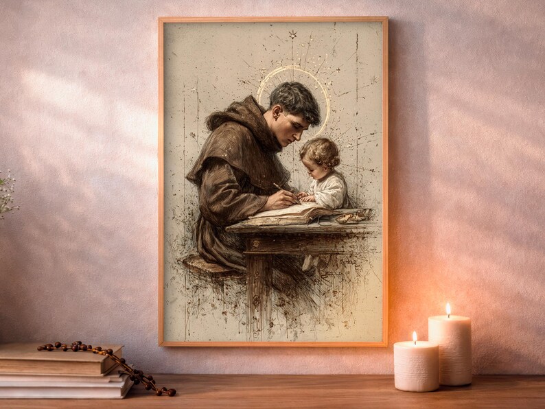 St Anthony, Catholic Devotional Wall Art, Vintage Catholic, Digital ...