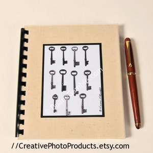 Journal,Skeleton Key Collection, Blank Writing Journal,handmade book,Vintage Keys Gift,Paper Product