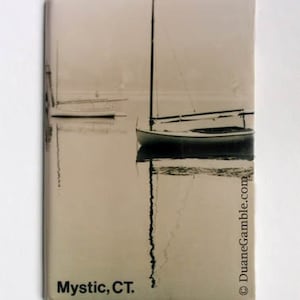 Magnet, Mystic, CT, Cat Boats In Fog, Sailboats, Refrigerator Magnet, New England Gift,Connecticut Gift,DS304