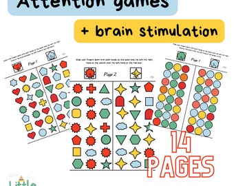 Neuro-Shapes, afdrukbare pdf | 14 pagina's tweehandige hersenoefeningen voor peuters en oudere kinderen | Fijne motoriek en aandachtstraining |