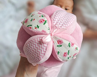 Sensorische bal voor baby's | Montessori rammelaar kreukel voor pasgeborenen | Zacht katoenen grijpspeeltje | Cadeau kraamcadeau | Newborn welkom