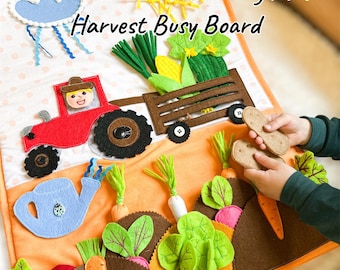 Farm Sensory Mat | Montessori Felt Vegetable Learning Toy | Toddler Fine Motor Busy Board | Baby Shower Gift | Harvest Nursery