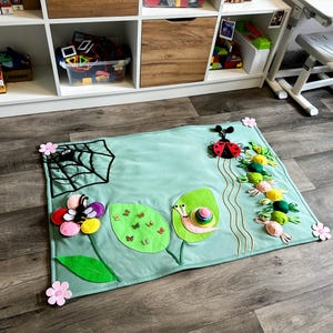 Tummy Time Sensory Rug - Montessori Baby Spielmatte - Weiche Bodenmatte für die Entwicklung des Neugeborenen - Handgemachtes Babypartygeschenk