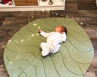 Leaf Baby Play Mat • Montessori Baby Floor Mat • Newborn Tummy Time Mat • Soft Sensory Baby Mat • Infant Playmat • Safe Cotton Rug
