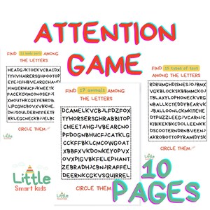 Juegos con letras para desarrollar la atención de tus hijos. Concentración de atención y desarrollo del habla. Repetición de palabras.