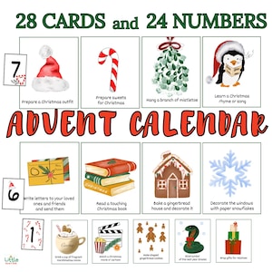 Adventskalender| Kerstmis| Cijfers| Adventstickers| PNG-, pdf-bestanden| Directe download| Digitaal product| Aftellen met 1 - 24 december|