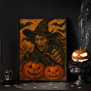 Halloween Witch Paint by Numbers Kit: DIY Acrylic Canvas Art